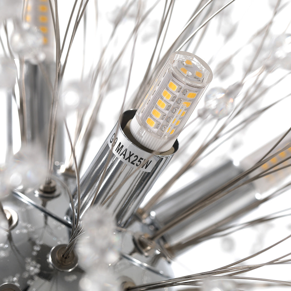 Luz Sputnik Única Moderna de Cristal con 9 Luces de Fuegos Artificiales