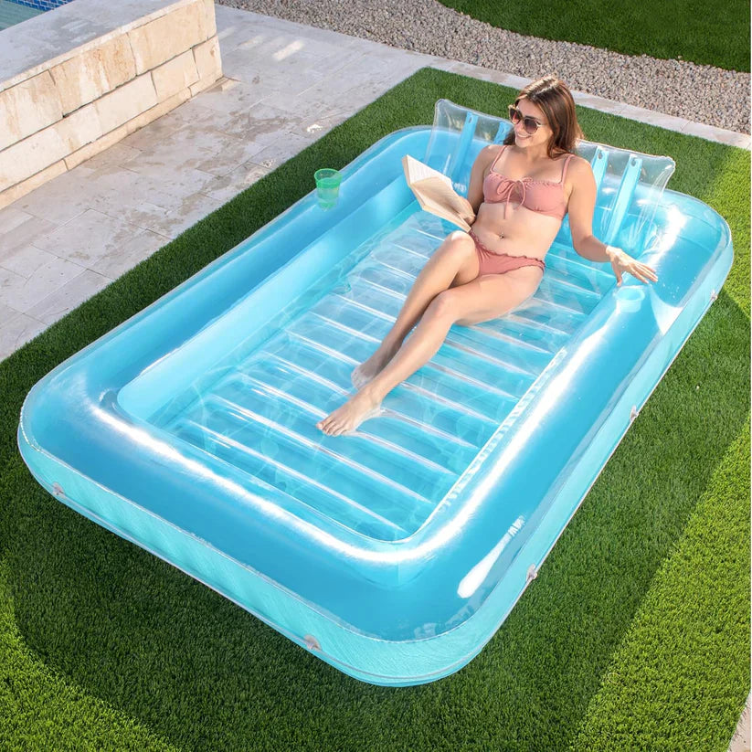Piscina inflable para broncearse con portavasos