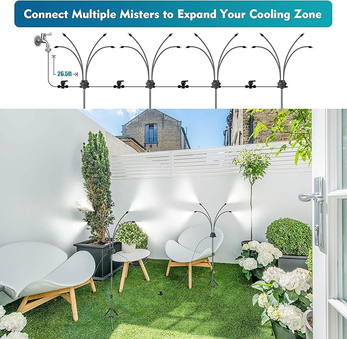 Kalsten | Sistema de nebulización de pie - nebulizador de altura ajustable para patios exteriores, porches y jardines
