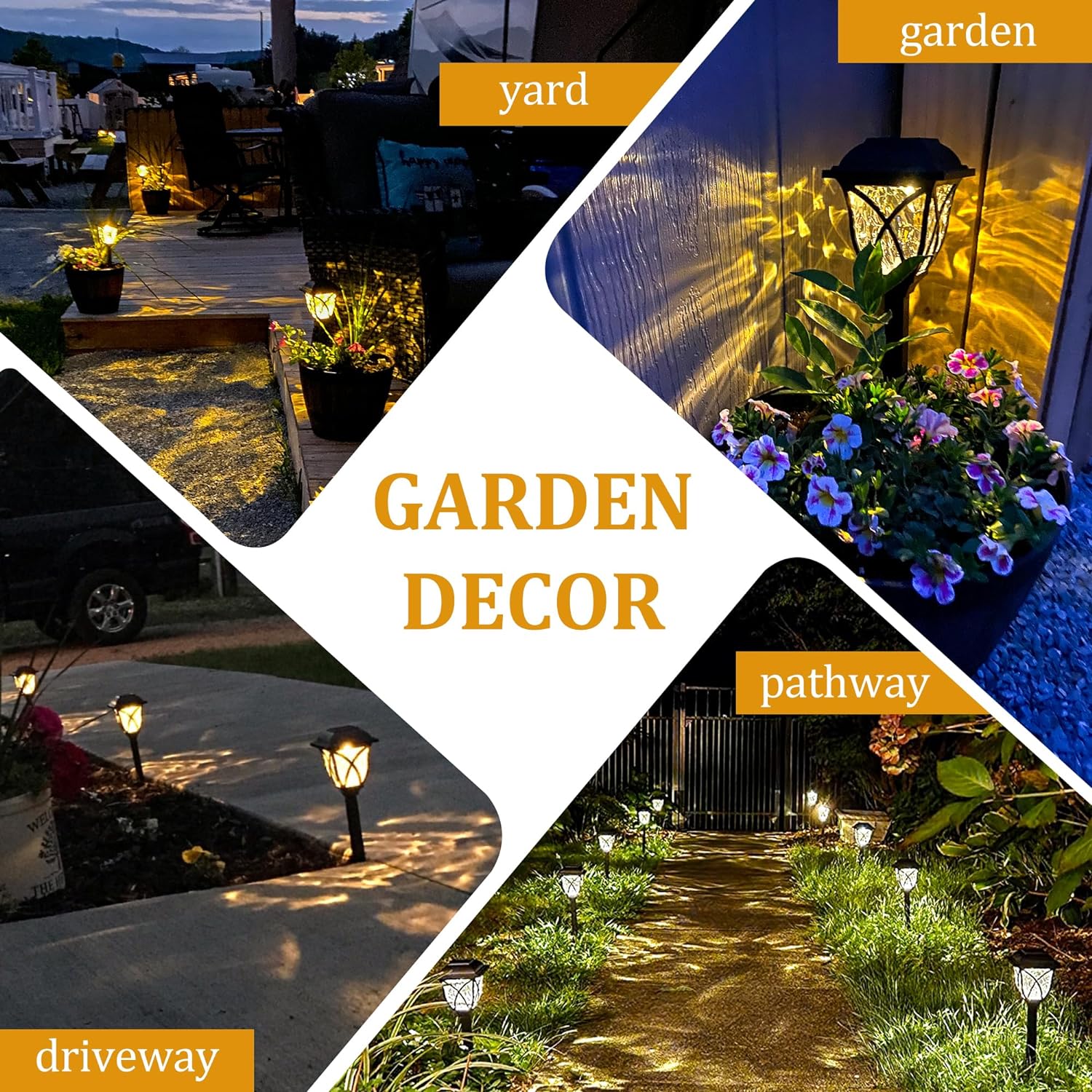 Paquete de 6 Luces de Jardín LED Solares para Caminos Exteriores