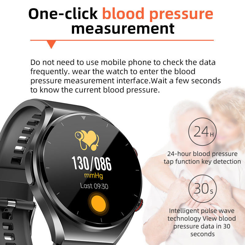 Lisslune | Control de Azúcar en Sangre con un Solo Clic | Glucosa en Sangre, Presión Arterial, ECG | Monitor de Frecuencia Cardíaca HRV, Reloj Inteligente de Salud