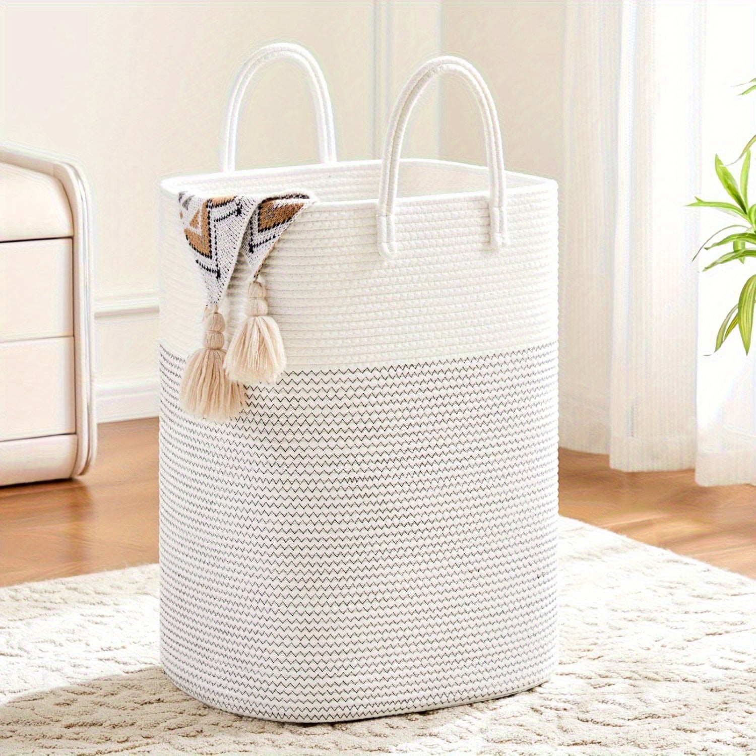 Cesta de Ropa Extra Grande Tejida - Espacio para Todas Tus Cosas, Durable y Práctica