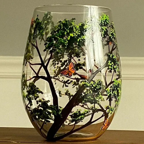 Vasos de vino Árbol de las Cuatro Estaciones - Arte pintado a mano