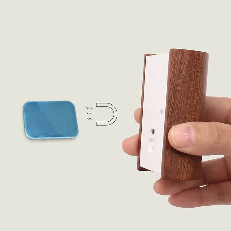 LumaSense - Lámpara de pared de madera magnética con sensor de movimiento