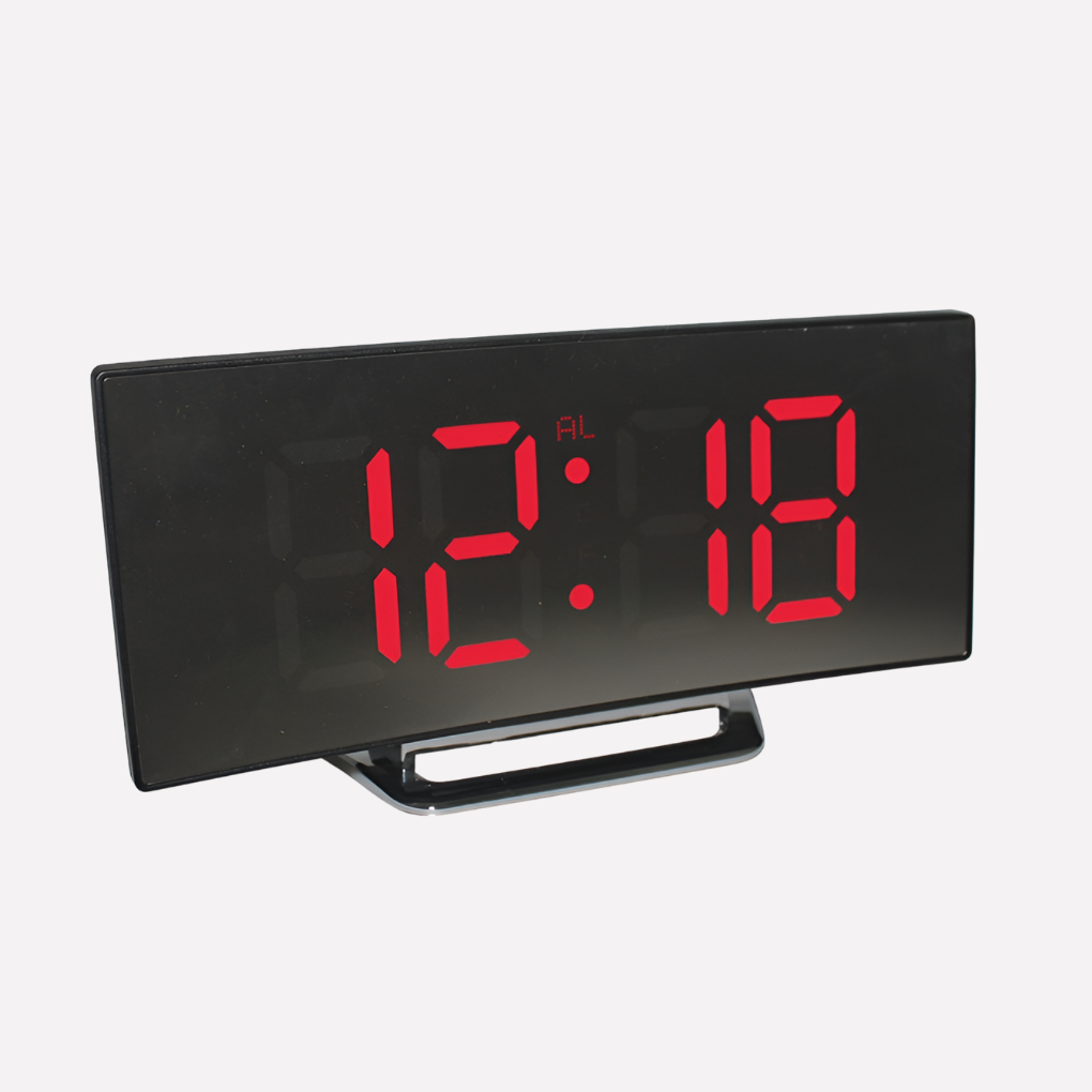 Reloj despertador digital LED curvo de estilo moderno