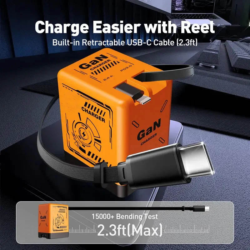 Cargador Rápido Retráctil GaNPro 45W