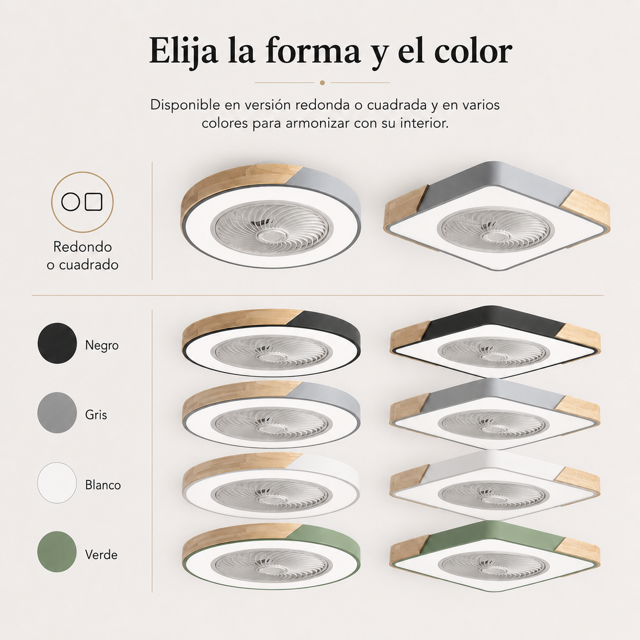 Ventilador de Techo Moderno Sin Aspas con Luz LED y Control Remoto