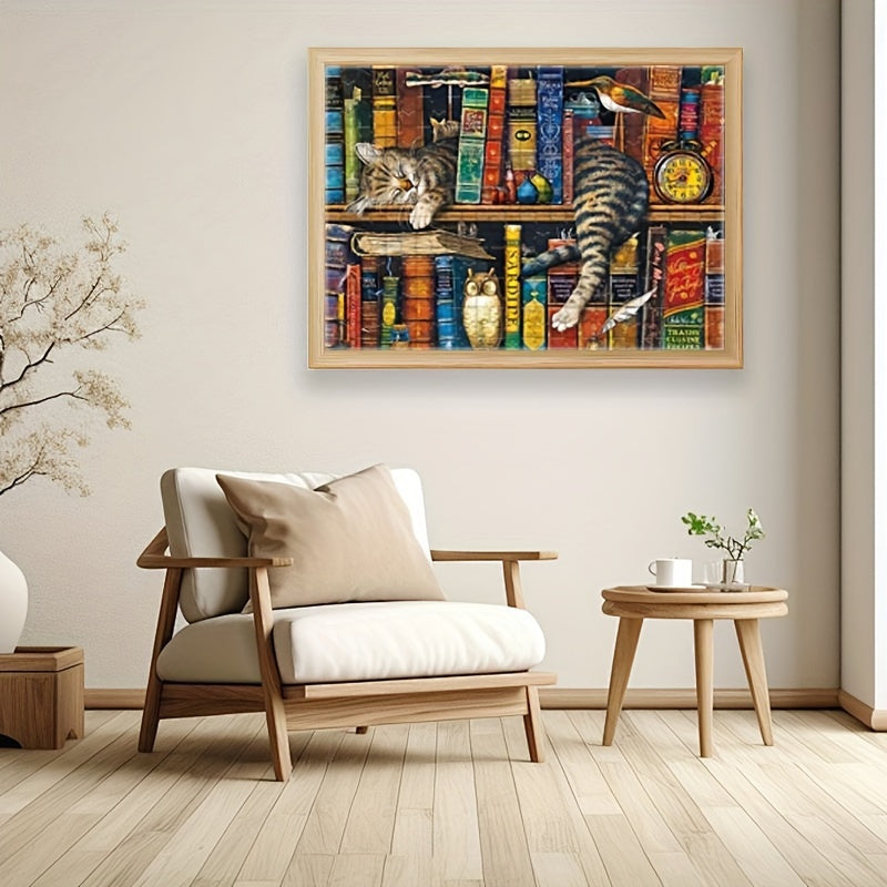 Rompecabezas de Gato en Estante de Libros – Para Amantes de los Puzzles y de los Gatos