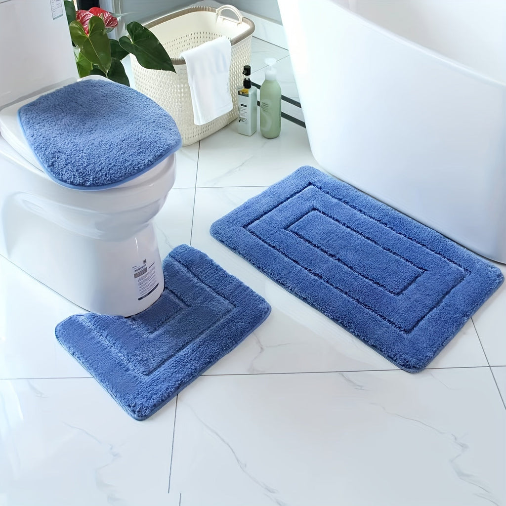 Juego de Alfombrillas de Baño de Microfibra de 3 Piezas – Rápido Secado y Absorbente