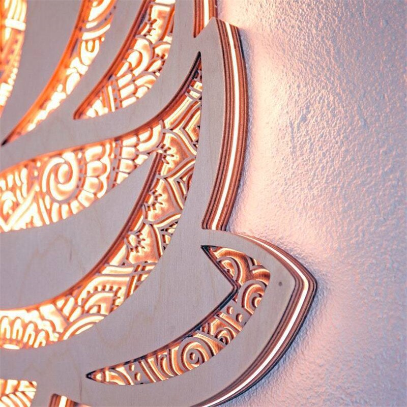LotusGlow - Lámpara de Pared Mandala Espiritual de Loto para una Atmosfera Pacífica