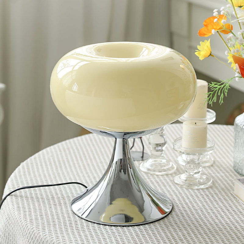 LumiJoy – Lámpara de mesa con estructura de metal y vidrio e LED integrado