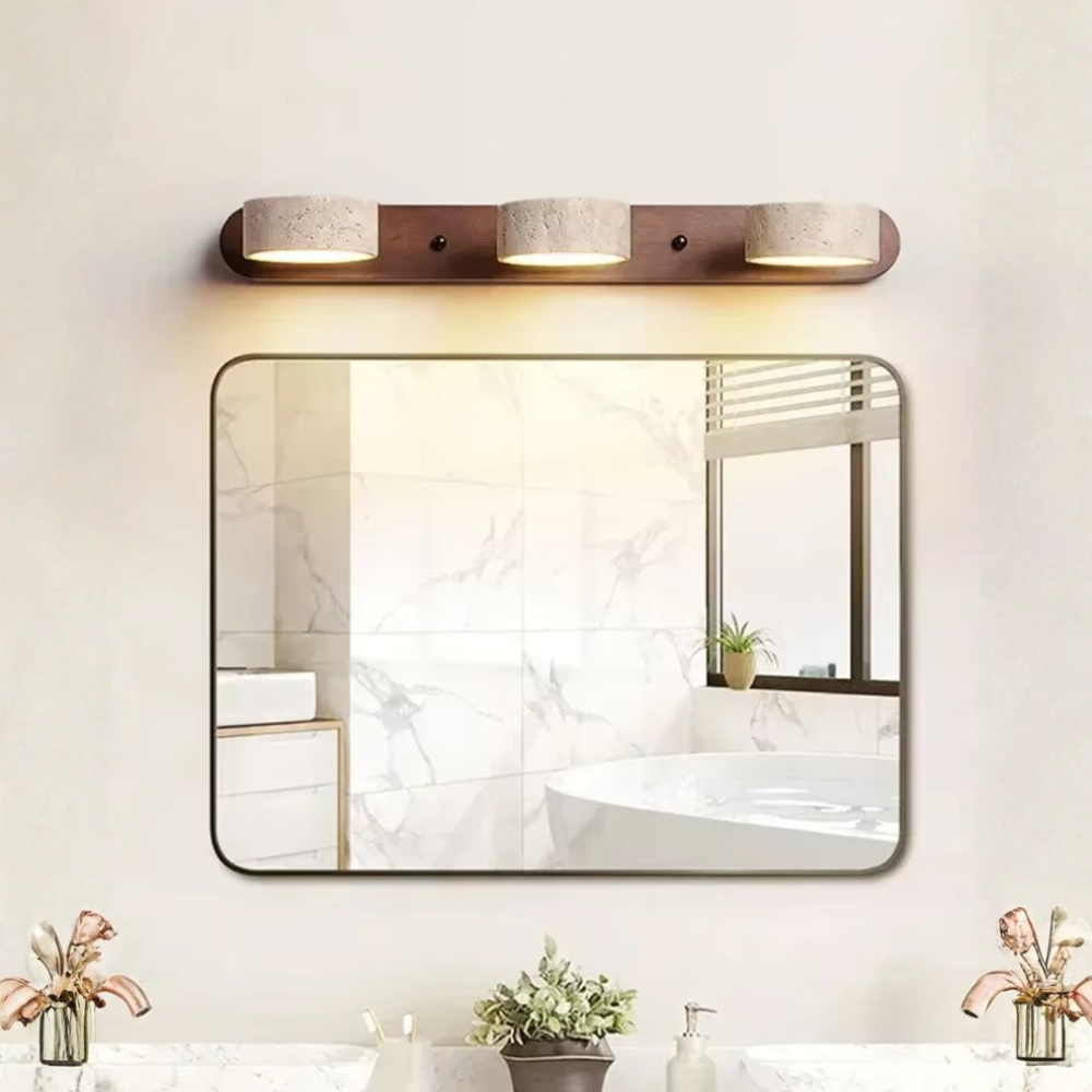 Aplique de Pared de Travertino Elegante con Focos Ajustables