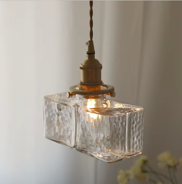 Colección Savoy | Lámpara Colgante de Vidrio con Acabado Texturizado, Estilo Vintage para Iluminación de Cocina