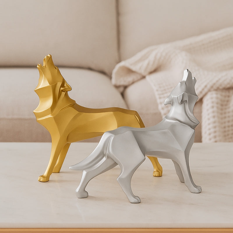 LupoForm – Escultura moderna de lobo geométrico con diseño facetado y atractivo simbólico