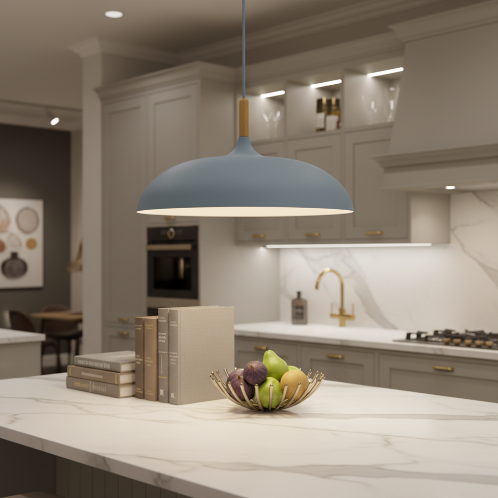 Lámpara Colgante Haft - Iluminación de Cocina Escandinava con Madera y Hierro