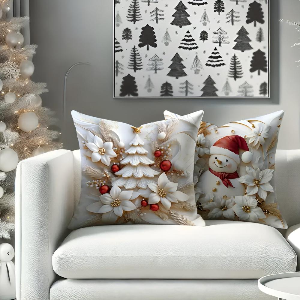 Fundas de Cojín de Terciopelo con Encanto Navideño | Set de 4