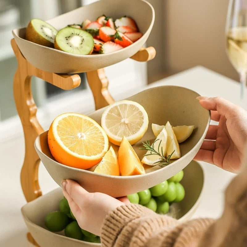 HoldNest – Cuenco de frutas moderno con bandejas apilables desmontables