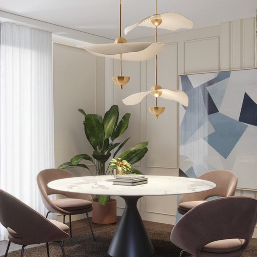 Lámpara Colgante Lotus - Iluminación de Cocina de Altura Ajustable, Compatible con LED