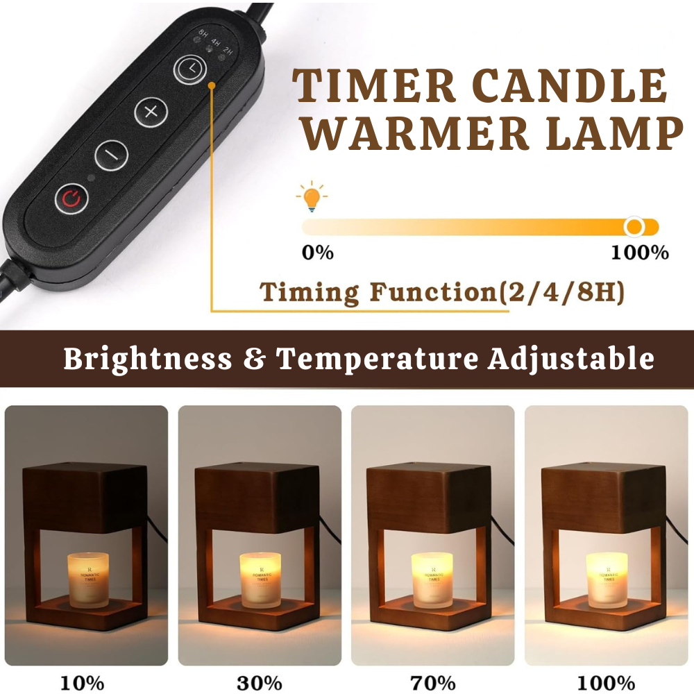Lámpara Calentadora de Velas de Madera Escandinava - Luz Ambiental de Doble Propósito