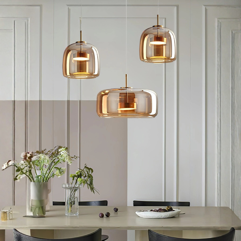 Lámpara Colgante de Vidrio Nórdica - Luces Colgantes Ajustables para Cocina