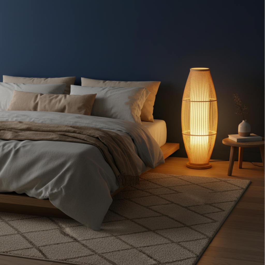 BambooGlow | Lámpara de Mesa y de Pie Moderna y Ecológica Elegante para Sala de Estar