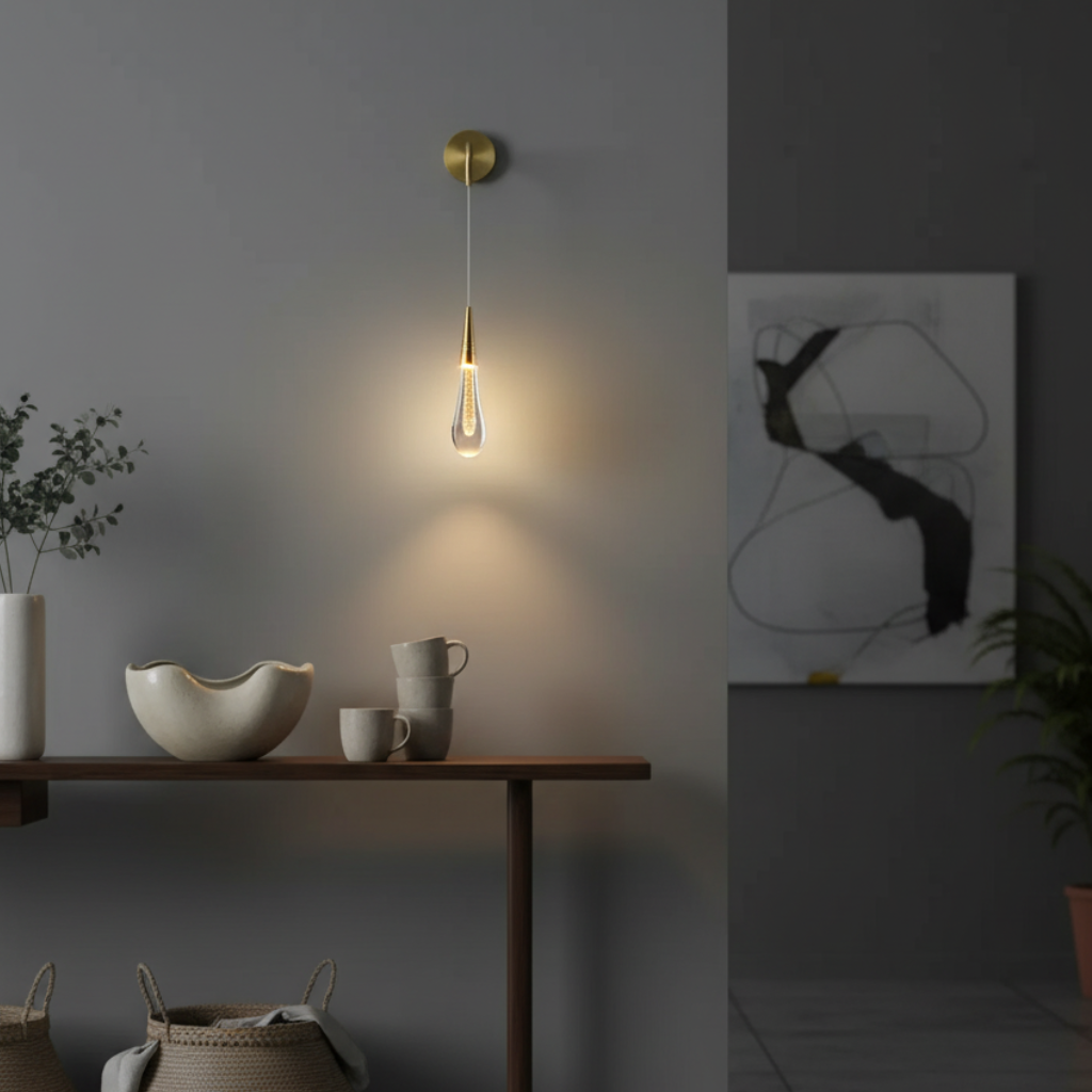 Aplique de Pared de Cristal Elegante con LED Blanco Cálido para Interiores Modernos