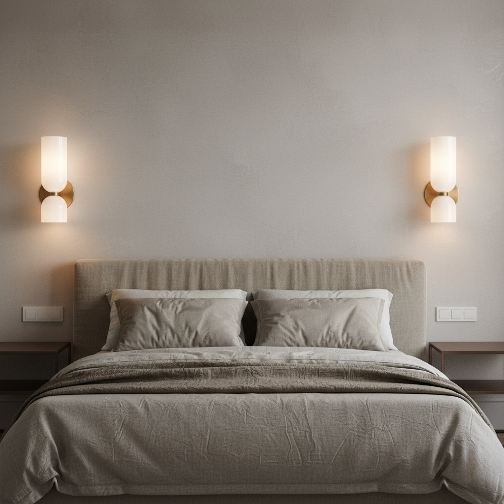Lámpara de Pared de Doble Cabeza de Vidrio Elegante | Iluminación de Aplique Minimalista Moderna para Sala de Estar o Dormitorio
