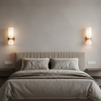 Lámpara de Pared de Doble Cabeza de Vidrio Elegante | Iluminación de Aplique Minimalista Moderna para Sala de Estar o Dormitorio
