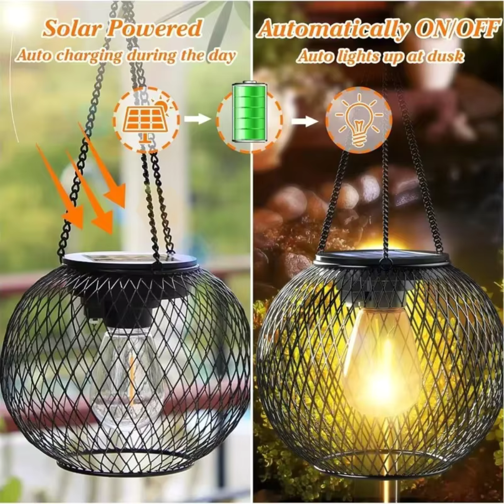 Faroles Solares para Exteriores | Iluminación Automática con Sensor de Crepúsculo para Patios y Jardines