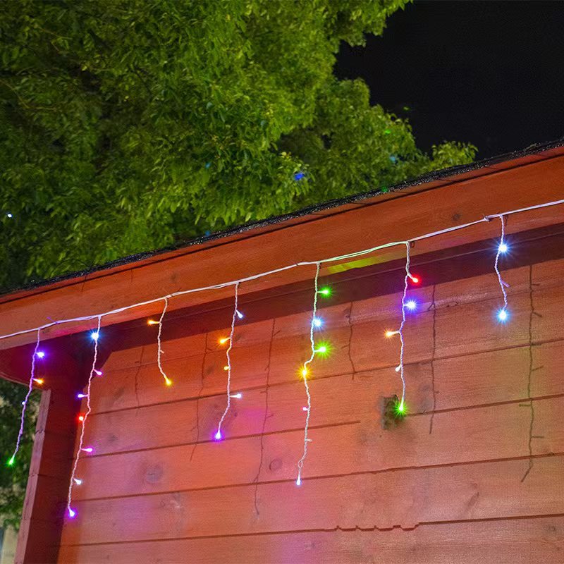 Quntis 50m Cadena de Luces LED en Forma de Carámbano | IP44 Resistente a la Intemperie | 36V Baja Tensión | 500+ LEDs | Efecto Cascada de Carámbano | Blanco Cálido