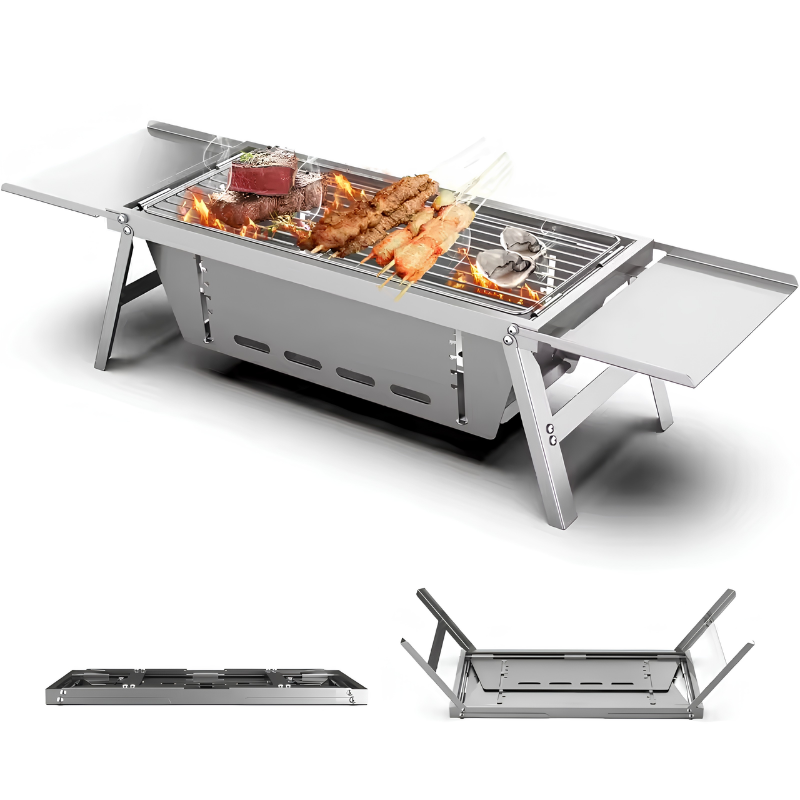 Parrilla plegable compacta – barbacoa práctica en cualquier lugar
