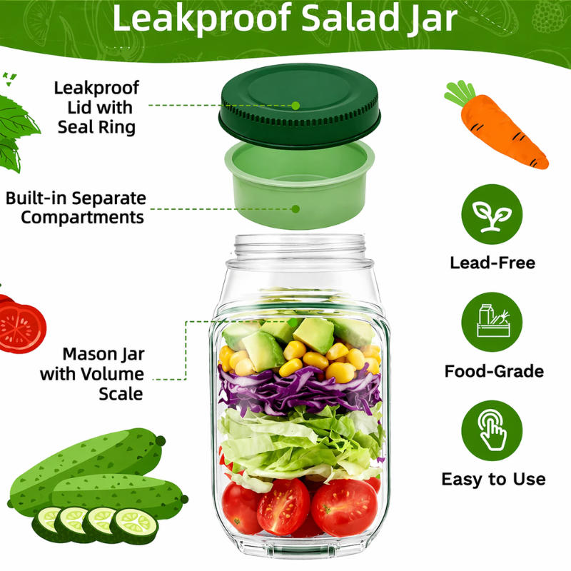 Caja de ensalada compartimentada – frescura nómada