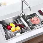 Escurridor extensible para un fregadero más organizado