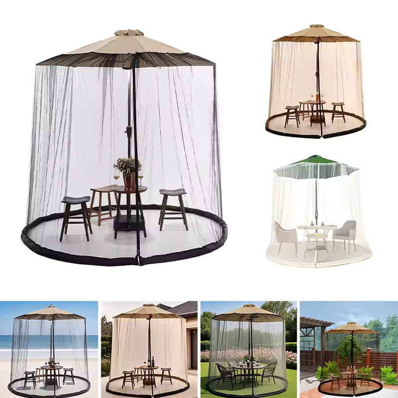 Mosquitera para sombrilla – protección contra insectos con cierre de cremallera