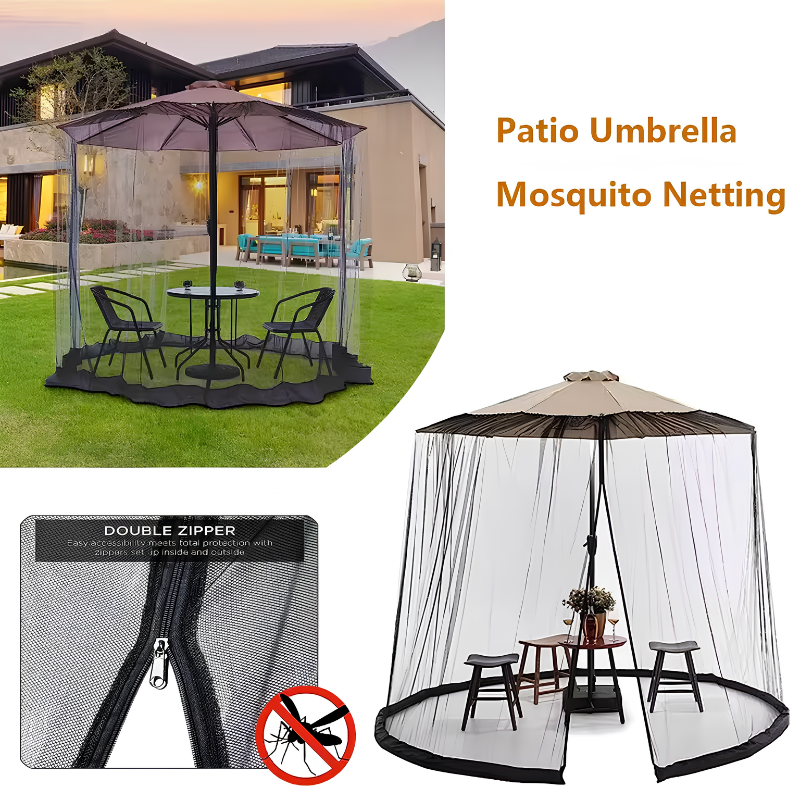 Mosquitera para sombrilla – protección contra insectos con cierre de cremallera