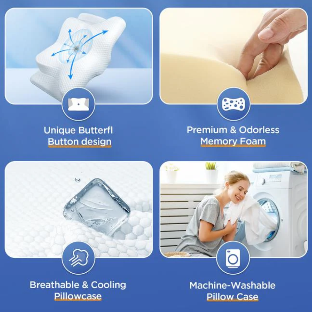 Cojín Anti-Snoring | Soporte Ergonómico para Cuello y Cabeza | Blanco