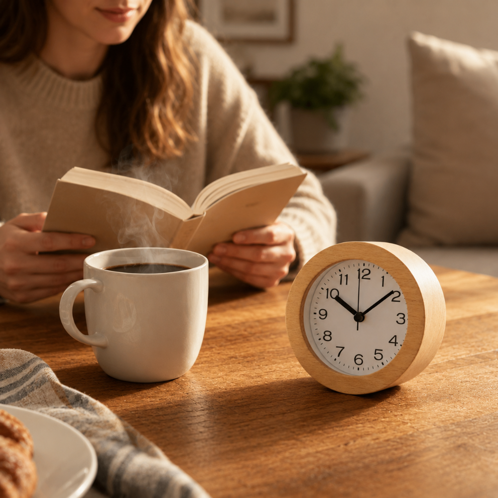 Reloj de Alarma Analógico de Madera Elegante con Movimiento de Cuarzo Silencioso