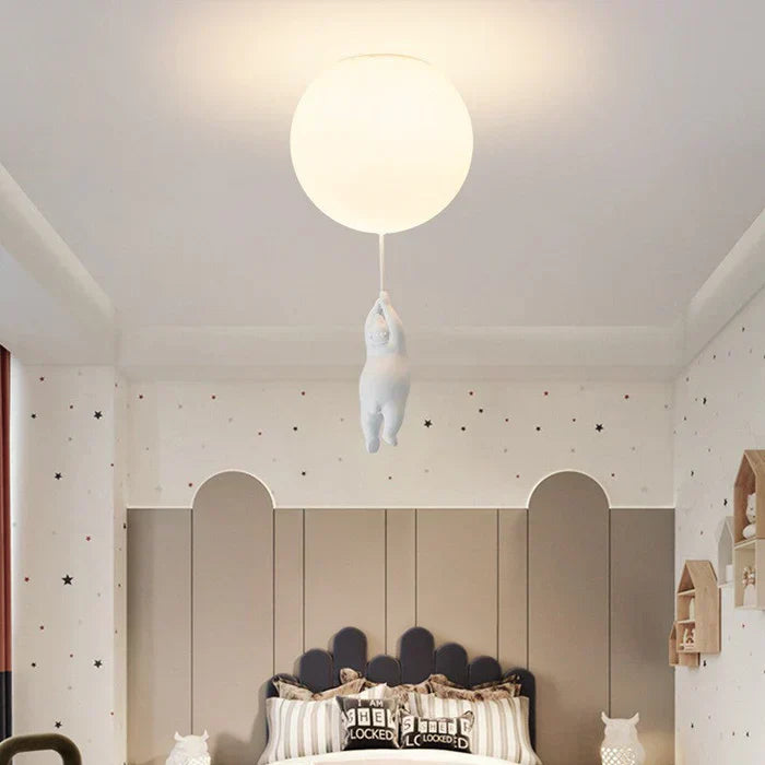 Lámpara de Techo Infantil | Diseño de Oso y Globo | CloudBear | Diseño Juguetón y Único | Iluminación LED | Plástico y Metal de Alta Calidad | Para Habitaciones Infantiles | 40 cm de Diámetro