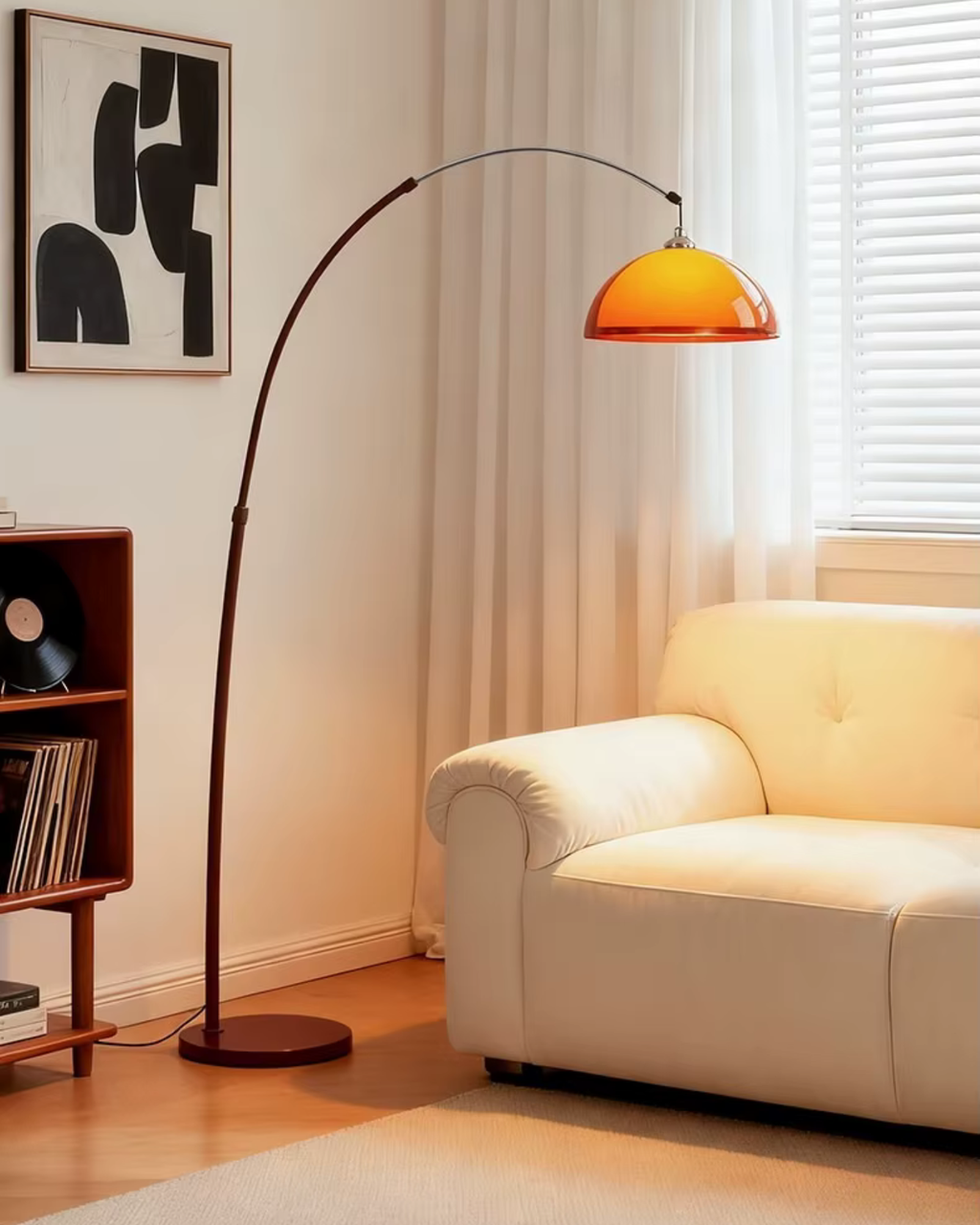 Lámpara de Pie Ventoro Arc - Lámpara Moderna de Pie con Pantalla de Domo Cálido para Sala de Estar