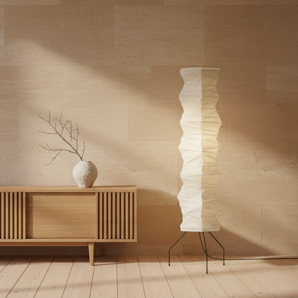 WabiSabi | Elegante Lámpara de Pie Orgánica Japonesa Moderna para la Sala de Estar