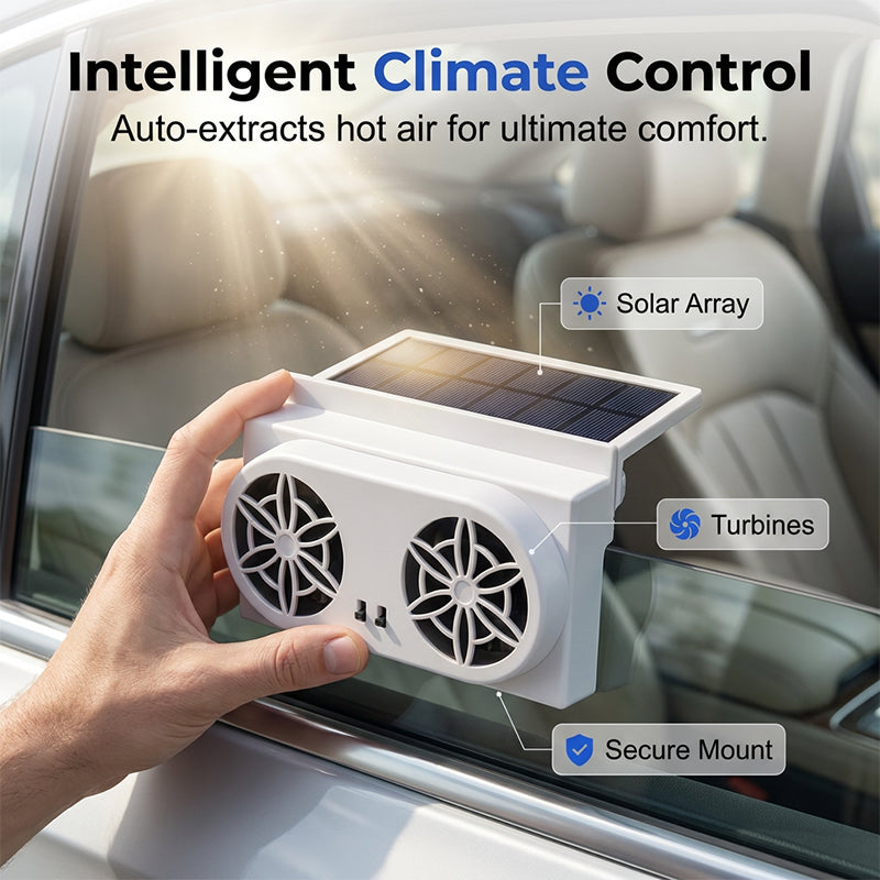 Ventilador Solar para Auto — Comodidad de Enfriamiento Instantáneo