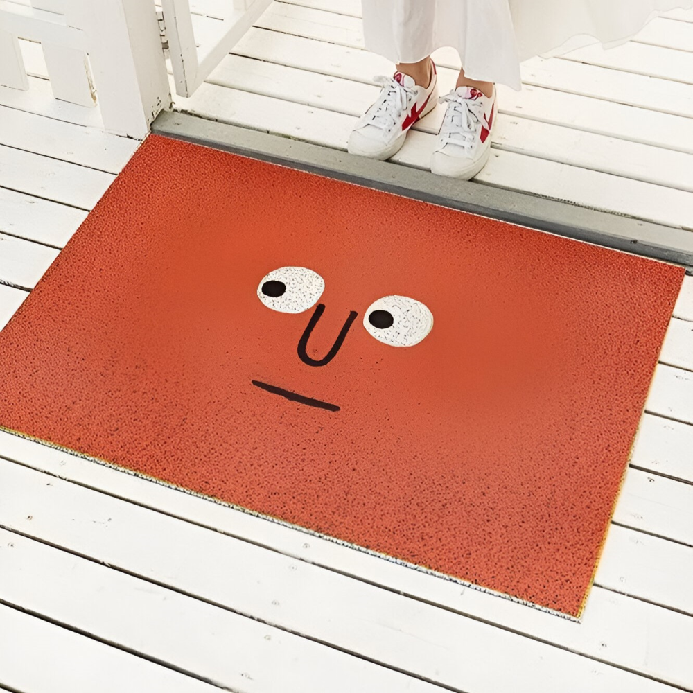 Alfombra de Entrada de PVC Antideslizante con Cara de Smiley
