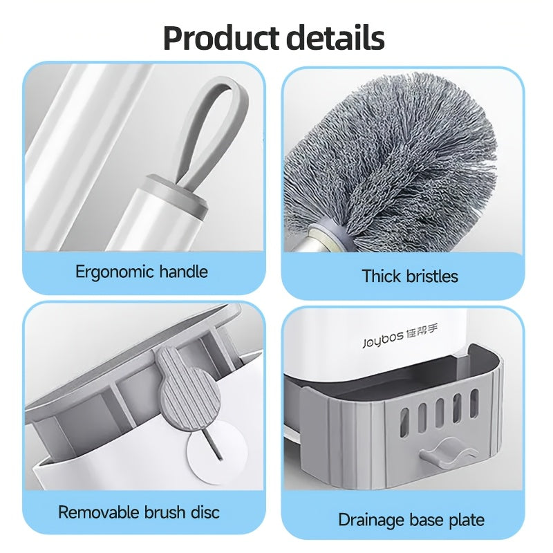 BRISTLEPRO - Cepillo de Inodoro con Mango Largo y Soporte, Herramienta de Limpieza Esencial