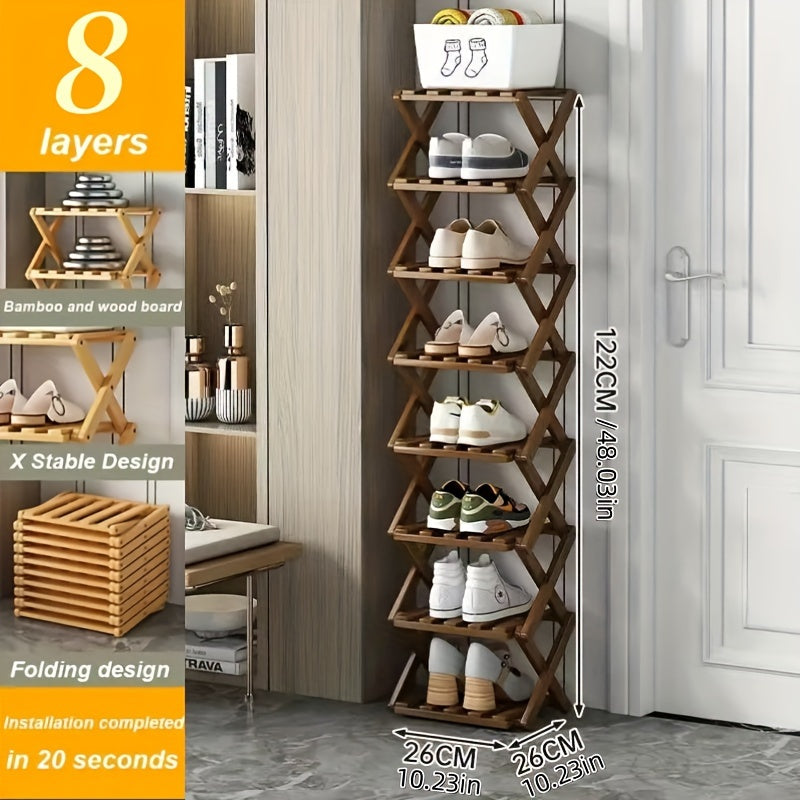 Estante para Zapatos de Bambú Inteligente – Compacto y Práctico para Cualquier Entrada