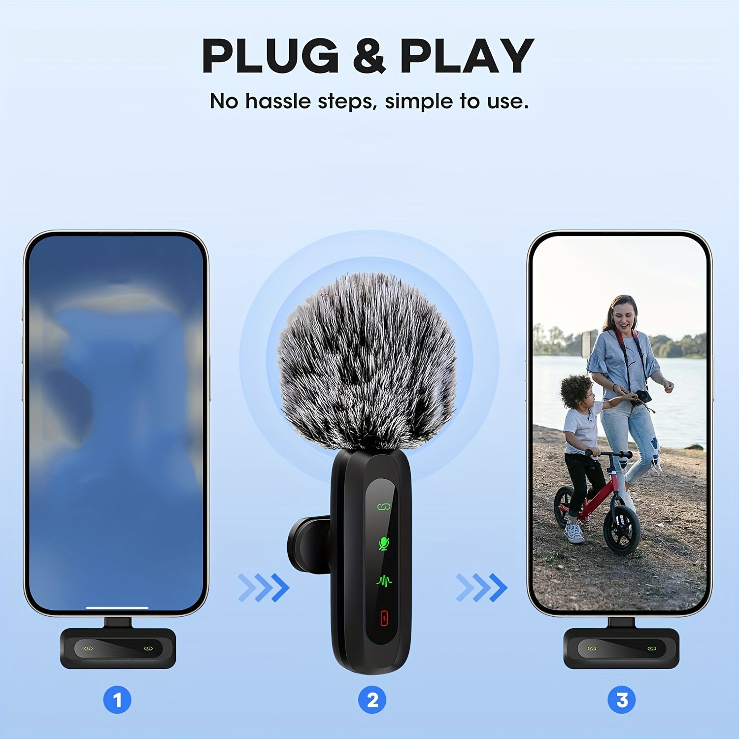 Kalsten | Micrófono Clip Inalámbrico SoundSnap – Micrófono USB-C para Smartphone y Tableta