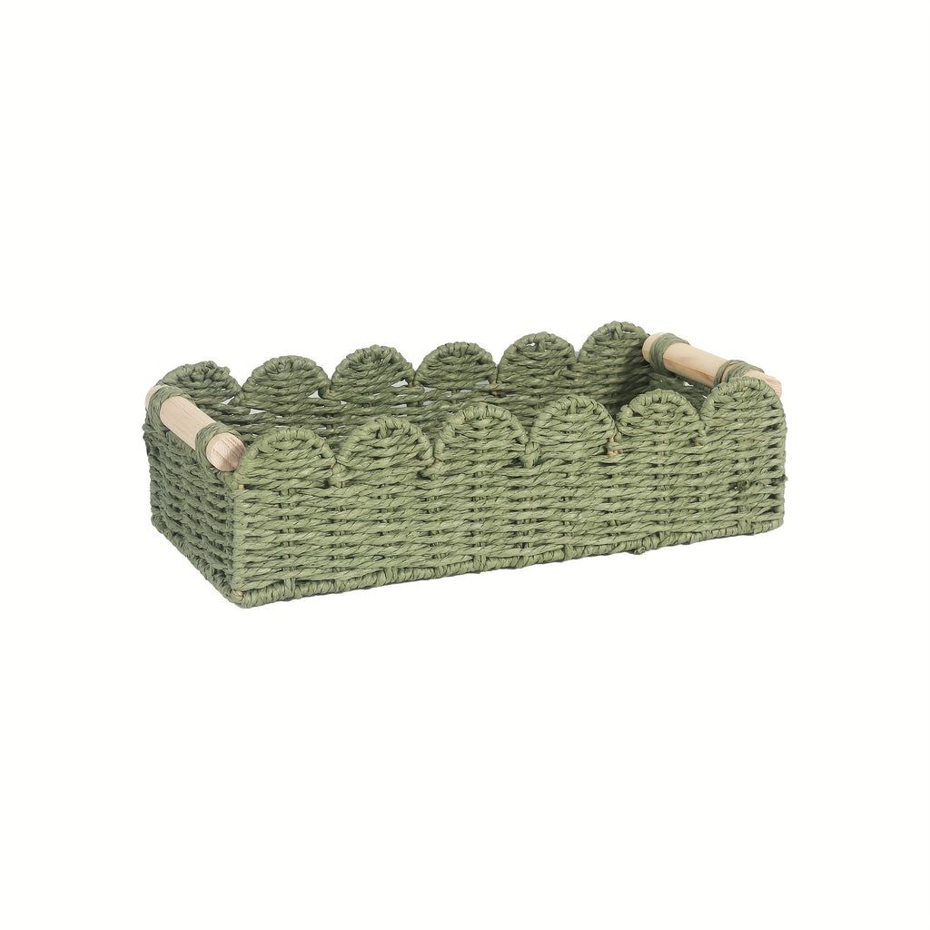 Cesta de Almacenamiento Tejida Boho con Borde de Abanico – Decorativa y Práctica para Cualquier Interior