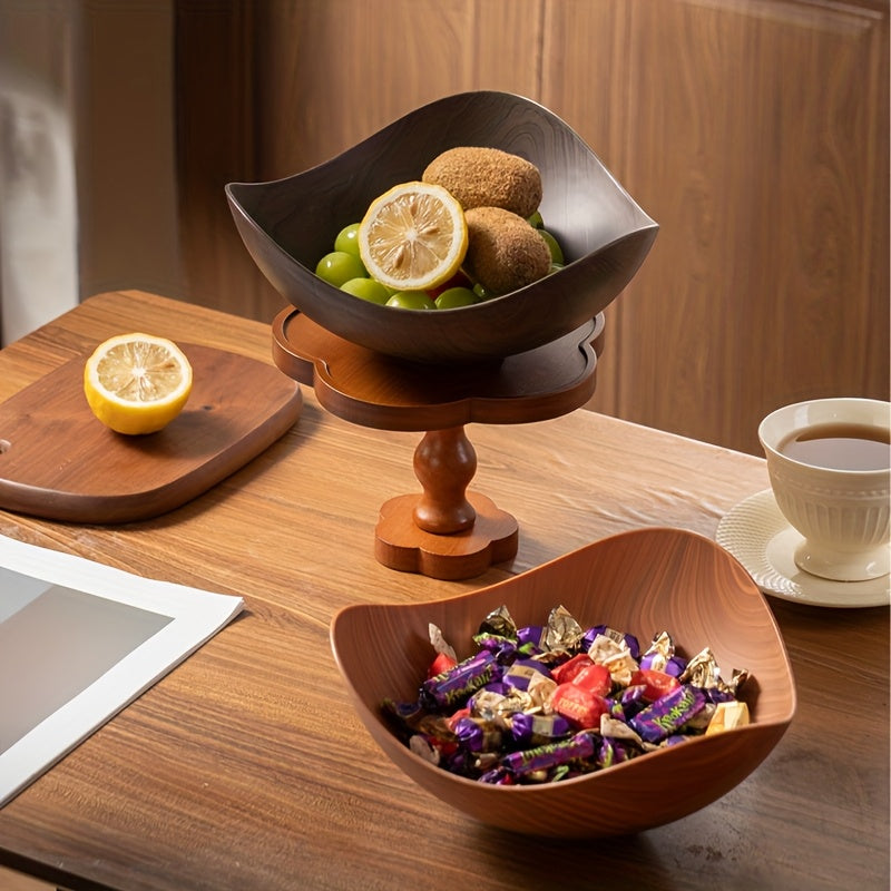 Gran Cuenco de Frutas con Aspecto de Madera – Decorativo y Práctico para Uso en Mesa