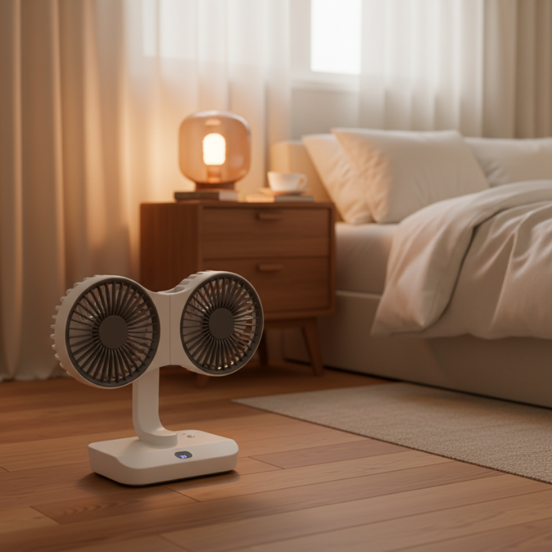 Ventilador Doble Cabezal Recargable y Ajustable
