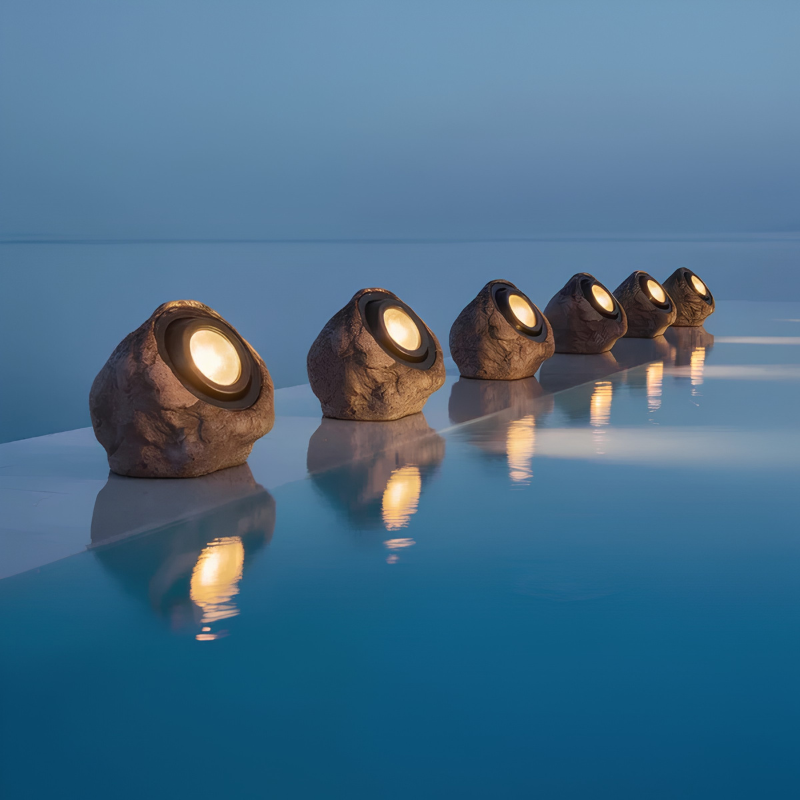 Lámpara solar exterior – iluminación estilo piedra natural