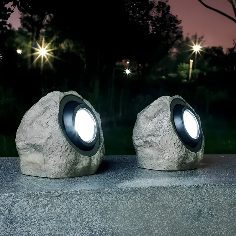 Lámpara solar exterior – iluminación estilo piedra natural